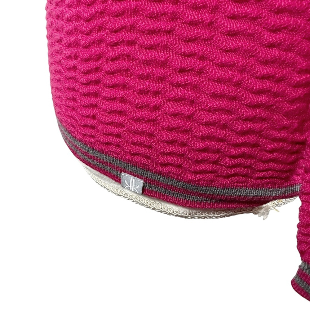 Krimson Klover Hood Sweater Fuchsia Pink Wavy Knit Thumbholes Preppy Cozy Size S - Picture 4 of 11